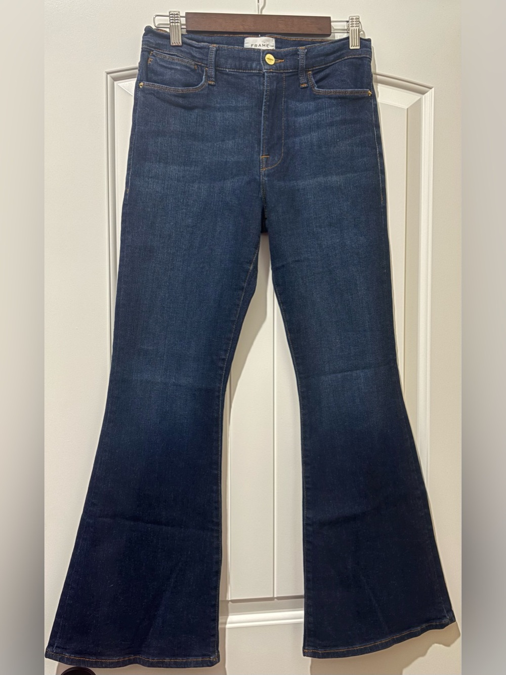 FRAME Le Pixie High Flare Jeans Sutherland Dark Wash Size 31